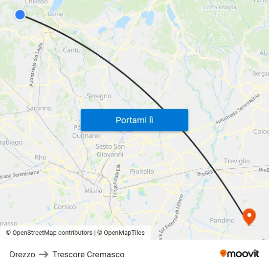 Drezzo to Trescore Cremasco map
