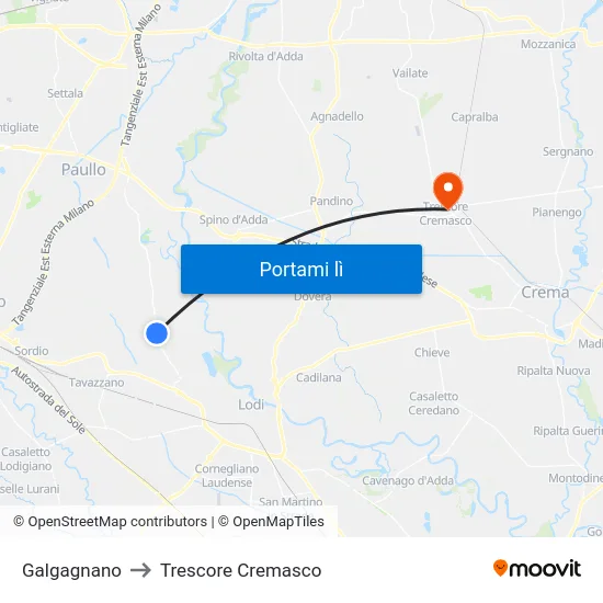 Galgagnano to Trescore Cremasco map