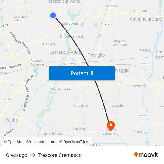 Grezzago to Trescore Cremasco map