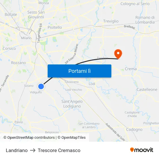 Landriano to Trescore Cremasco map
