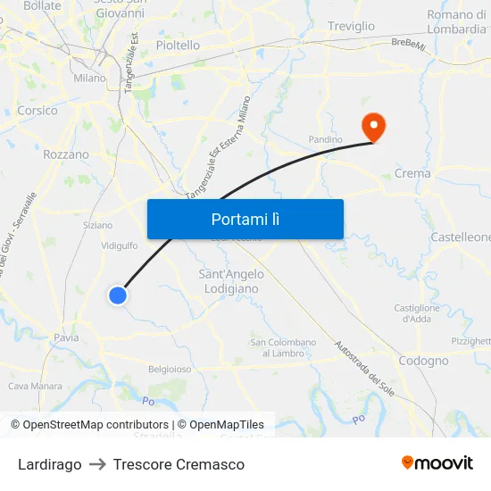Lardirago to Trescore Cremasco map