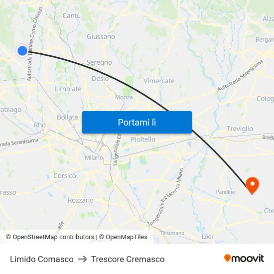 Limido Comasco to Trescore Cremasco map