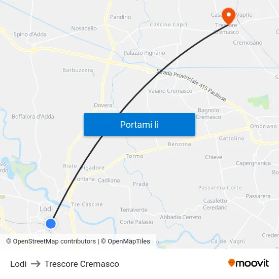 Lodi to Trescore Cremasco map