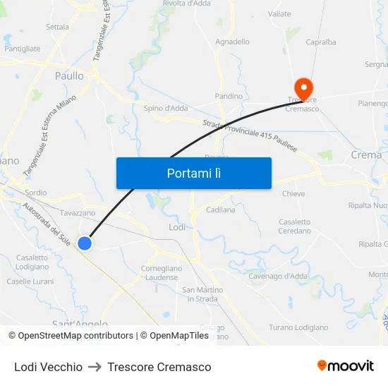 Lodi Vecchio to Trescore Cremasco map