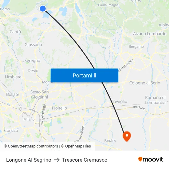 Longone Al Segrino to Trescore Cremasco map