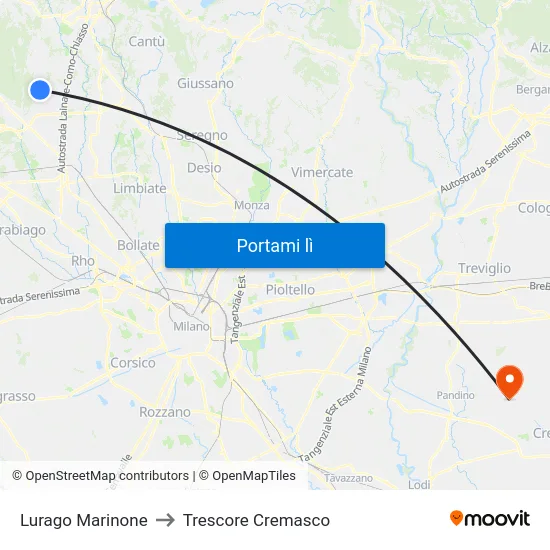 Lurago Marinone to Trescore Cremasco map
