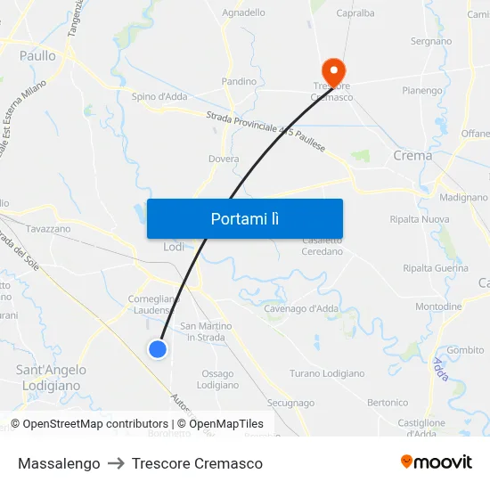 Massalengo to Trescore Cremasco map