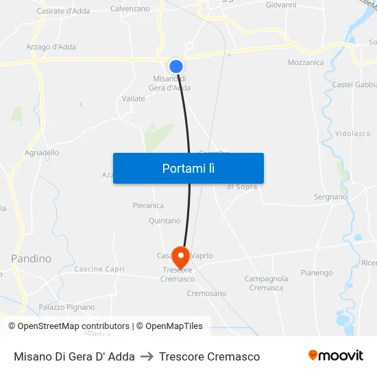 Misano Di Gera D' Adda to Trescore Cremasco map