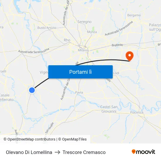 Olevano Di Lomellina to Trescore Cremasco map