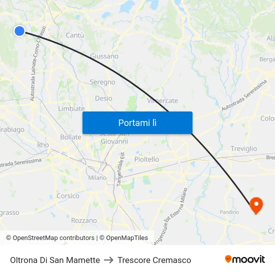 Oltrona Di San Mamette to Trescore Cremasco map
