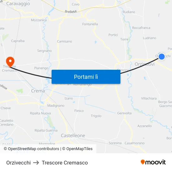 Orzivecchi to Trescore Cremasco map