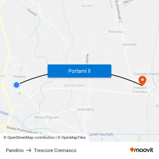 Pandino to Trescore Cremasco map