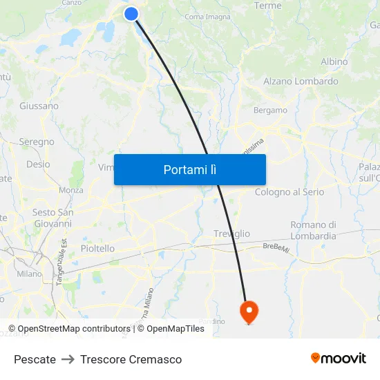 Pescate to Trescore Cremasco map