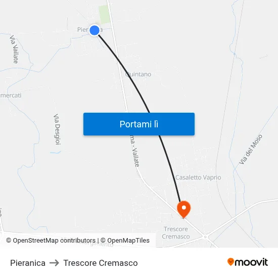 Pieranica to Trescore Cremasco map