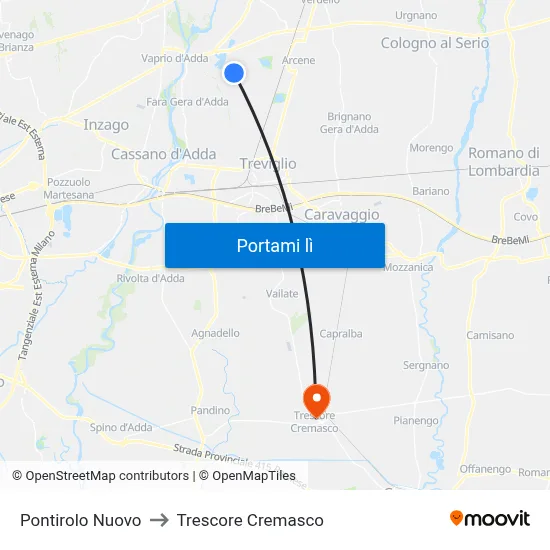 Pontirolo Nuovo to Trescore Cremasco map