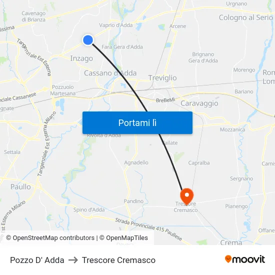 Pozzo D' Adda to Trescore Cremasco map