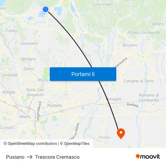 Pusiano to Trescore Cremasco map