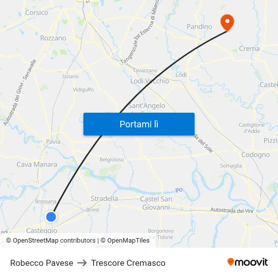 Robecco Pavese to Trescore Cremasco map