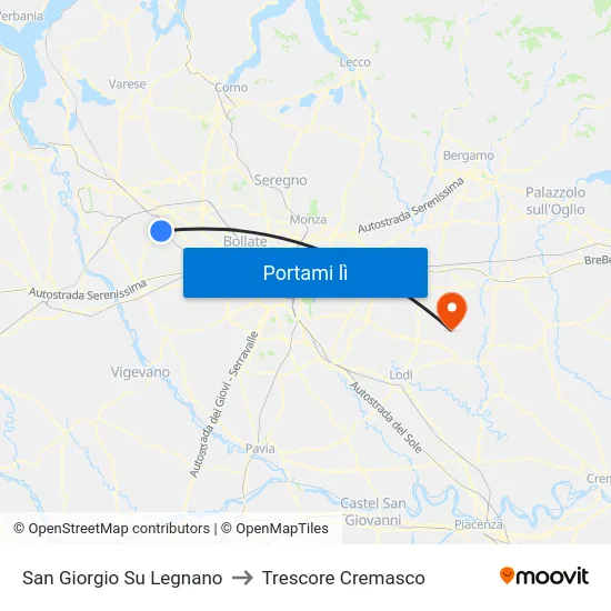 San Giorgio Su Legnano to Trescore Cremasco map