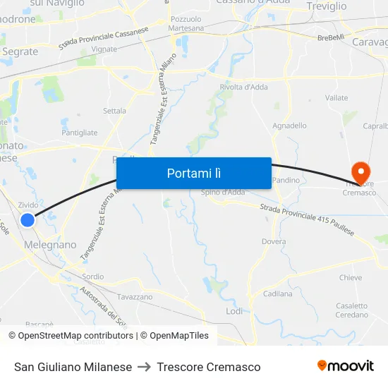 San Giuliano Milanese to Trescore Cremasco map