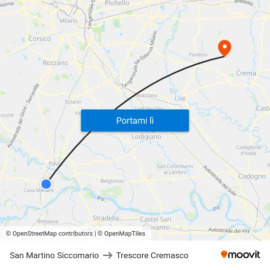San Martino Siccomario to Trescore Cremasco map