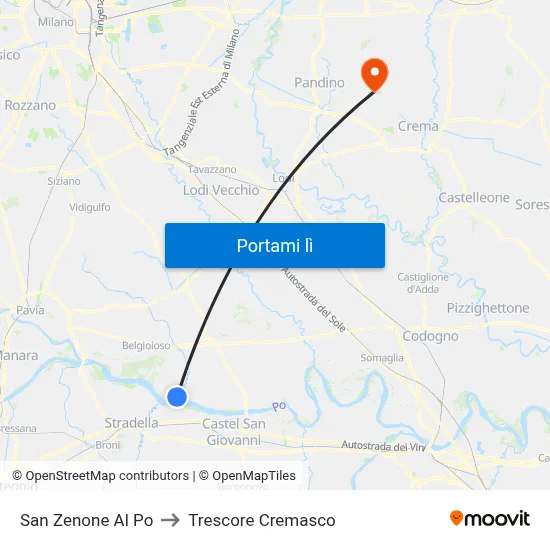 San Zenone Al Po to Trescore Cremasco map