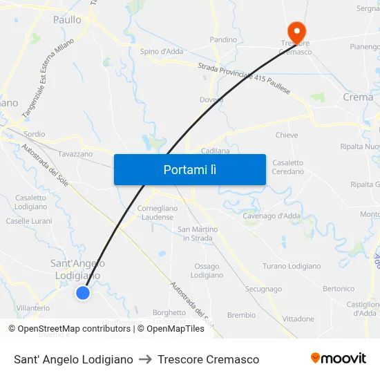 Sant' Angelo Lodigiano to Trescore Cremasco map