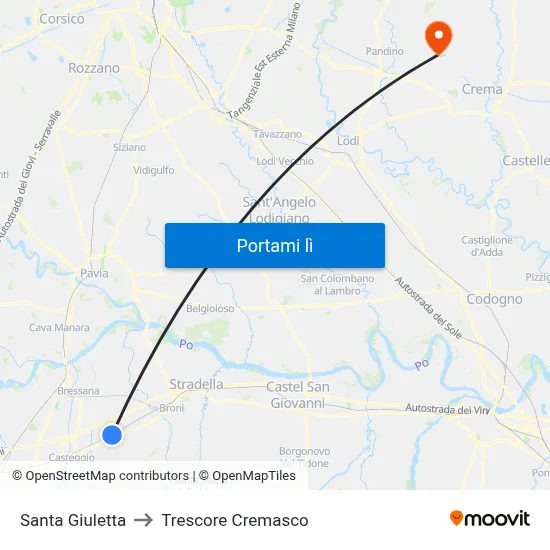Santa Giuletta to Trescore Cremasco map