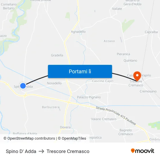 Spino D' Adda to Trescore Cremasco map
