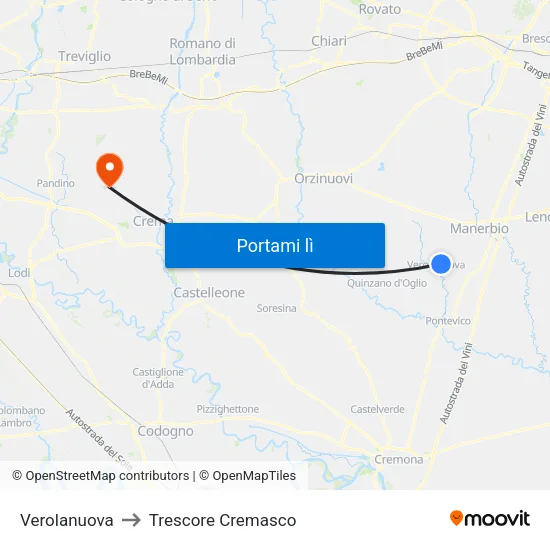 Verolanuova to Trescore Cremasco map