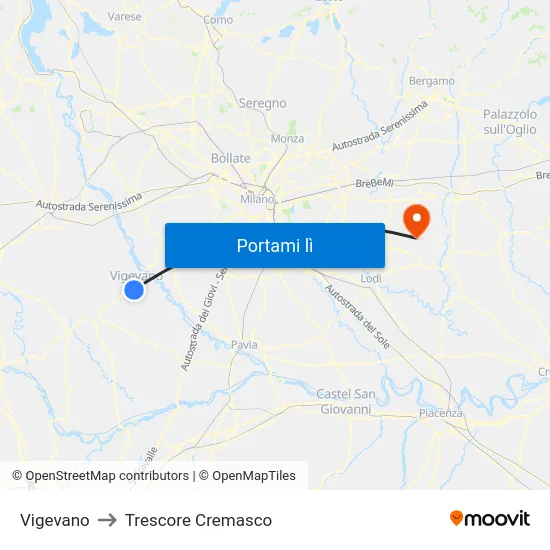 Vigevano to Trescore Cremasco map