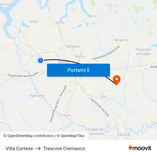 Villa Cortese to Trescore Cremasco map