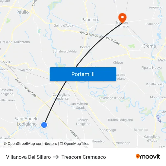 Villanova Del Sillaro to Trescore Cremasco map