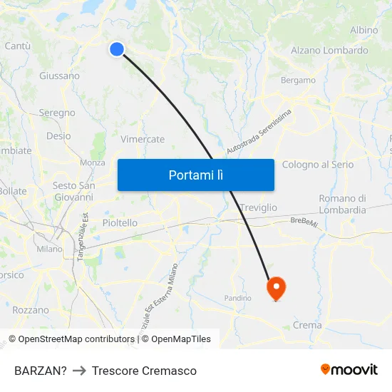 BARZAN? to Trescore Cremasco map