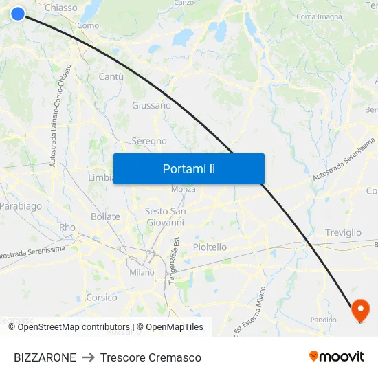 BIZZARONE to Trescore Cremasco map