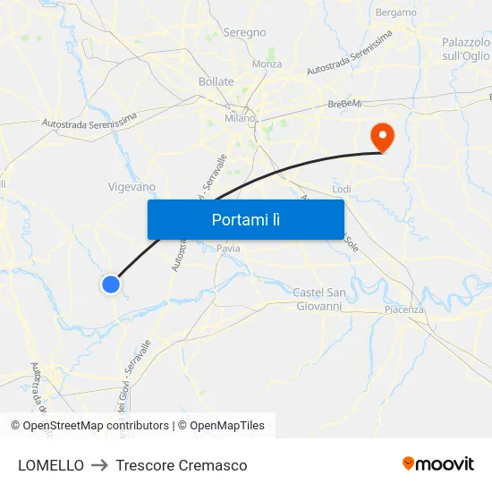 LOMELLO to Trescore Cremasco map