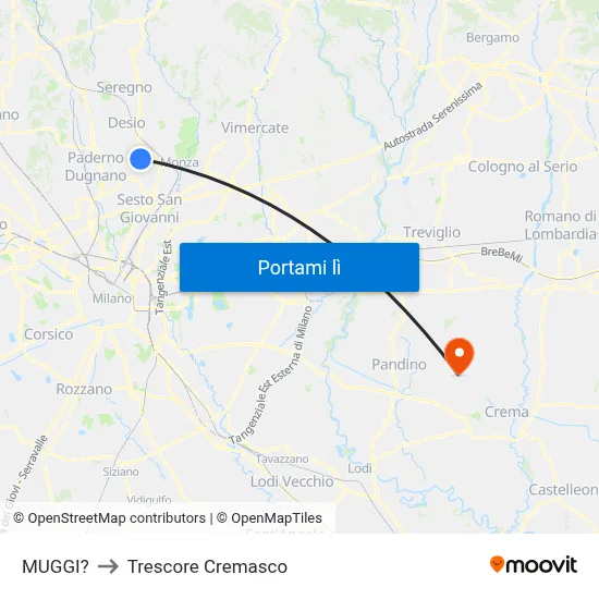 MUGGI? to Trescore Cremasco map