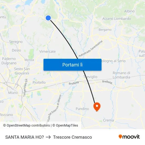 SANTA MARIA HO? to Trescore Cremasco map