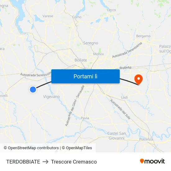 TERDOBBIATE to Trescore Cremasco map