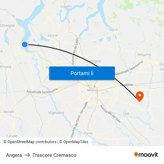 Angera to Trescore Cremasco map