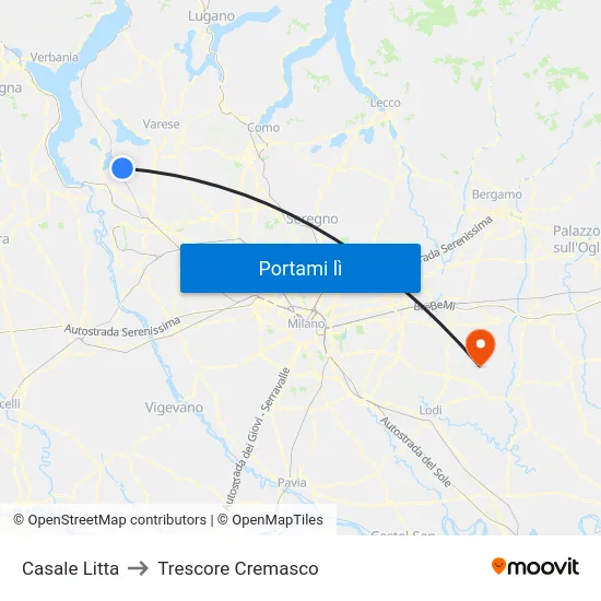 Casale Litta to Trescore Cremasco map