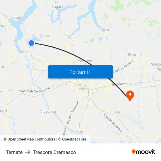 Ternate to Trescore Cremasco map