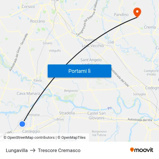 Lungavilla to Trescore Cremasco map