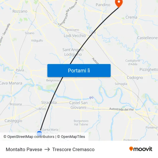 Montalto Pavese to Trescore Cremasco map
