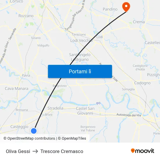 Oliva Gessi to Trescore Cremasco map