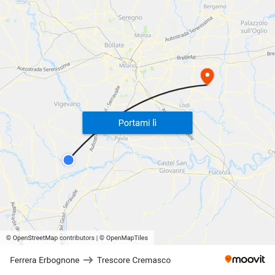 Ferrera Erbognone to Trescore Cremasco map
