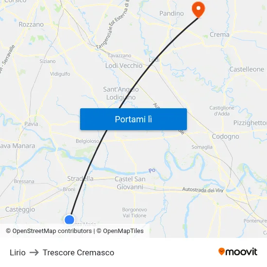 Lirio to Trescore Cremasco map
