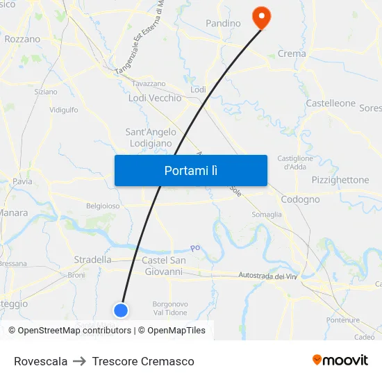 Rovescala to Trescore Cremasco map