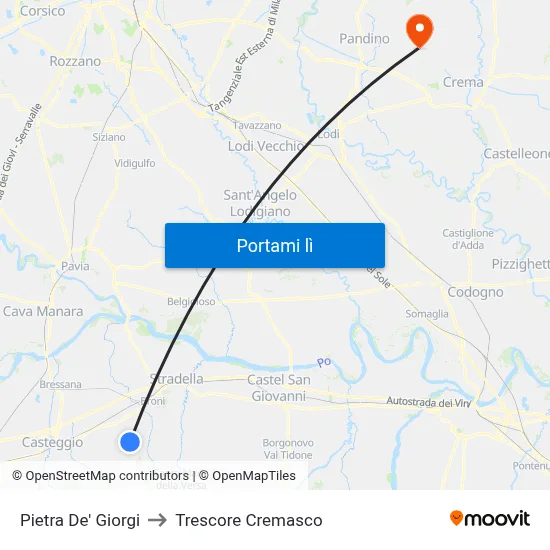 Pietra De' Giorgi to Trescore Cremasco map