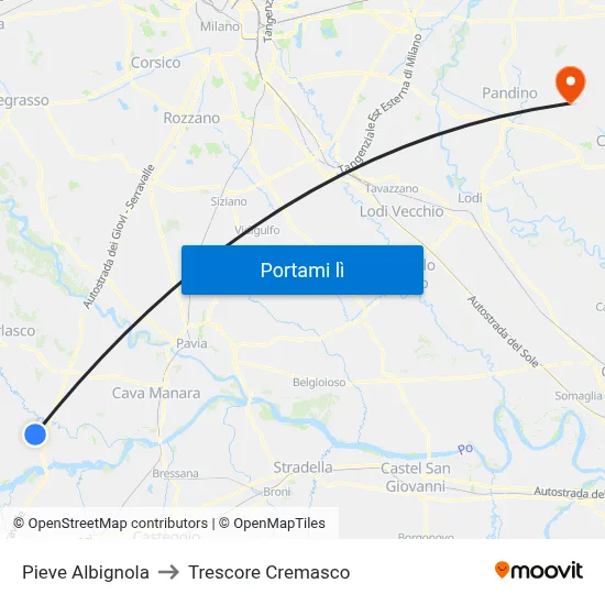 Pieve Albignola to Trescore Cremasco map